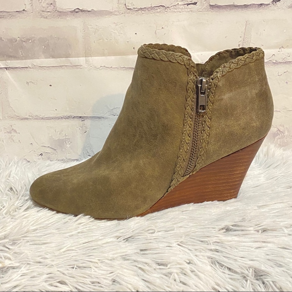 REPORT Gage Wedge Olive Green Gray Ankle Bootie